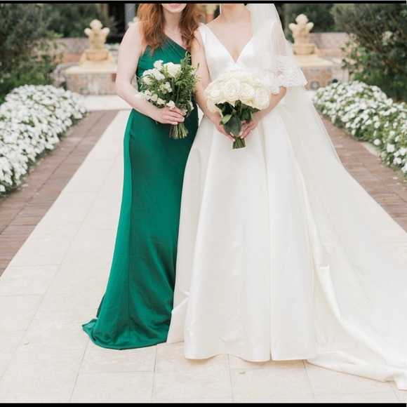 Mac Duggal One Shoulder Emerald Gown - Picture 2 of 2